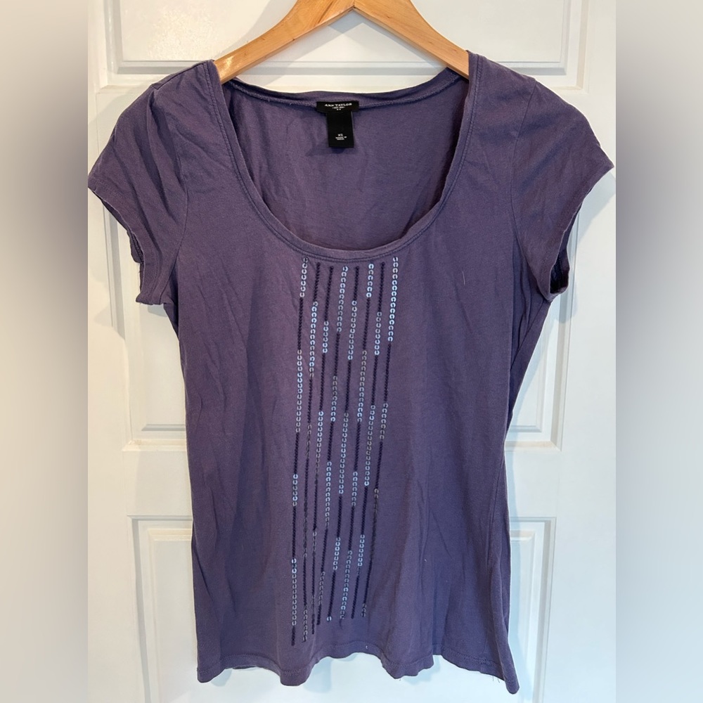 Ann Taylor Purple Tee with sequins